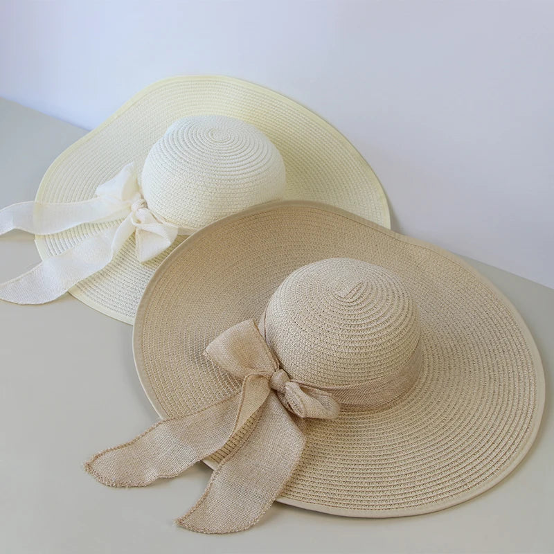 SORTYGO - Wide Brim Sun Hat with Bowknot in