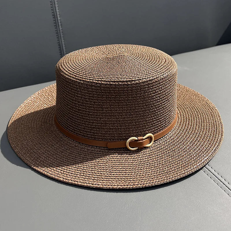 SORTYGO - Classic Wide Brim Straw Hat in Brown 54-58cm
