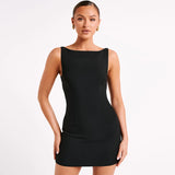 SORTYGO - Elegant Sleeveless Pleated Mini Dress in Black