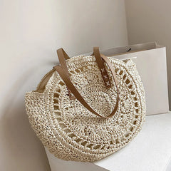 SORTYGO - Seaside Harmony Round Woven Tote in beige One Size