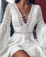 SORTYGO - Lace Elegance Mini Dress in White