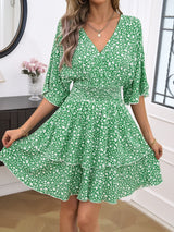 SORTYGO - Puff Sleeve Floral Smocked Dress in