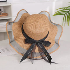 SORTYGO - Elegant Summer Sun Hat with Ribbon Bow in Khaki