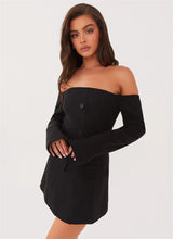 SORTYGO - Off-Shoulder Button-Up Mini Dress in