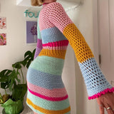 SORTYGO - Retro Colorful Knitted Mini Dress in