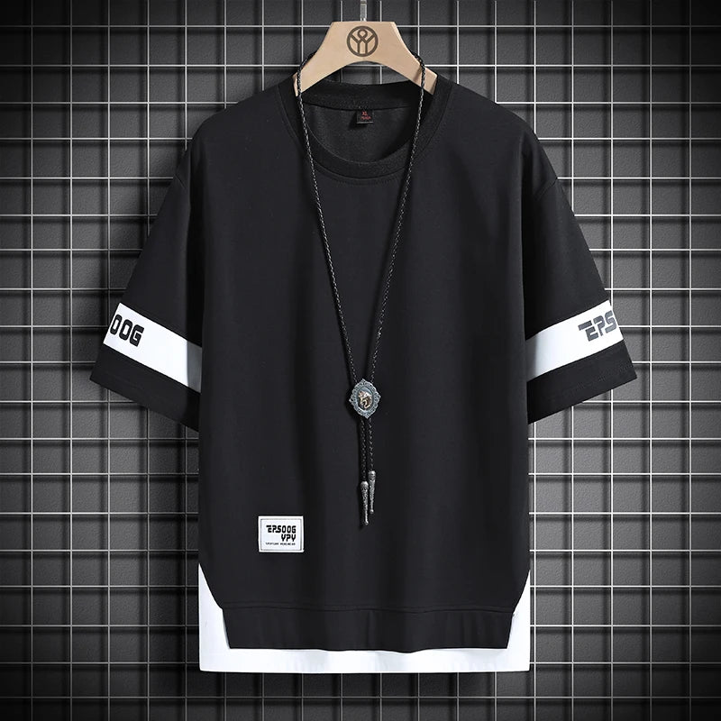 SORTYGO - Urban Vibe Hip Hop Loose Fit Streetwear Tee in T6817 No Necklace B