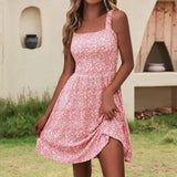 SORTYGO - Floral Square Neck A-Line Dress in Pink