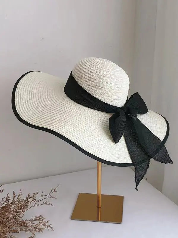 SORTYGO - Wide Brim Sun Hat with Bowknot in white 2