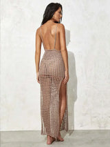 SORTYGO - Glamorous V-Neck Backless Knit Beach Maxi Dress in