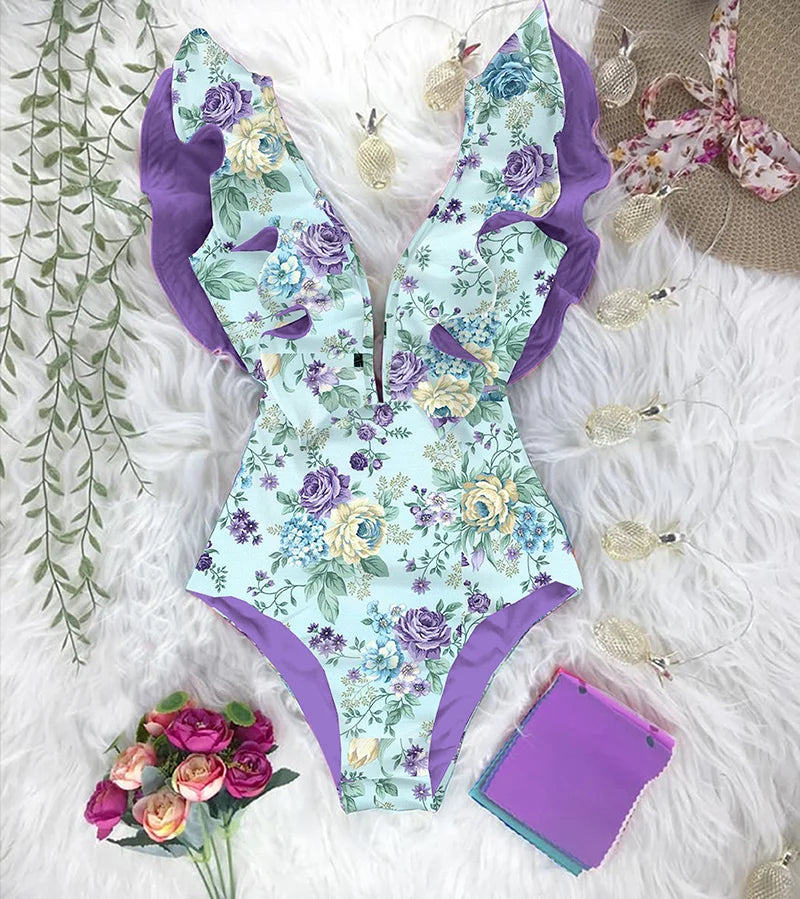 SORTYGO - Jungle Luxe Plunge One-Piece Swimsuit in NA19589HL