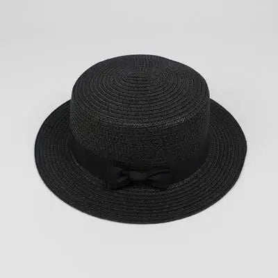 SORTYGO - Summer Beach Bowknot Straw Hat in Black One Size