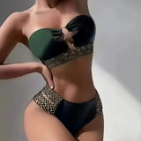 SORTYGO - Elegant Cross Hollow Bikini Set in Army green