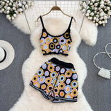 SORTYGO - Crochet Floral Summer Set in BLACK YELLOW One Size