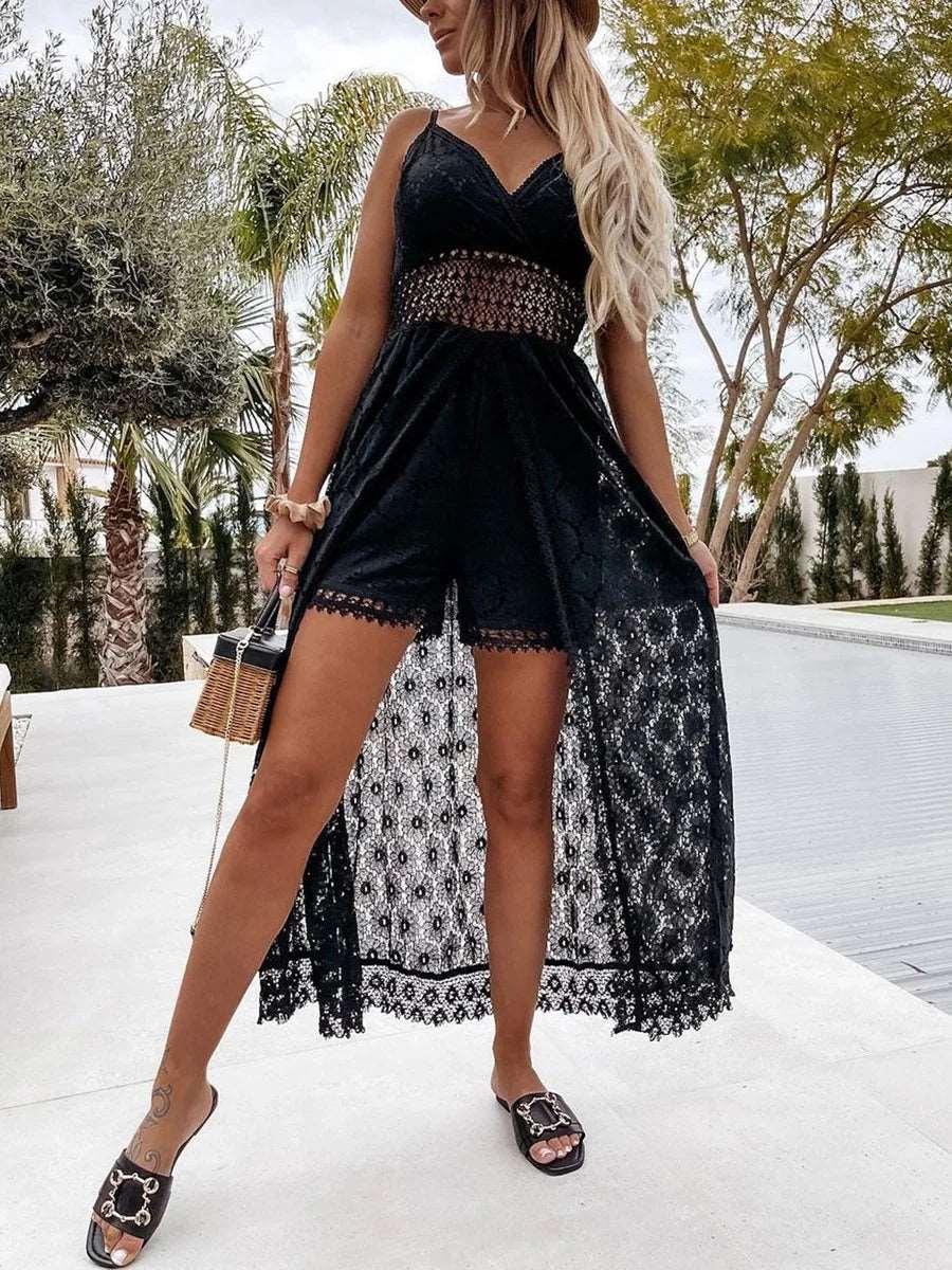 SORTYGO - Boho Lace Maxi Dress in Black