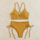 SORTYGO - High-Waist Lace-Up Bikini Set in Yellow