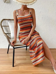 SORTYGO - Vibrant Geometric Knit Midi Dress in