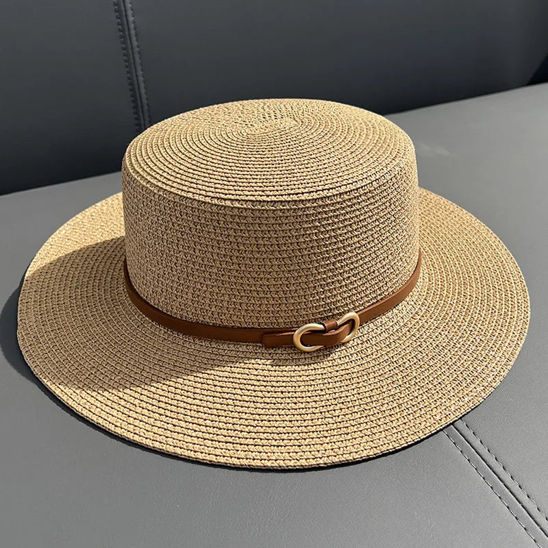 SORTYGO - Classic Wide Brim Straw Hat in Khkai 54-58cm