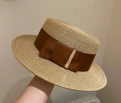 SORTYGO - Elegant Boater Straw Hat in Rufous