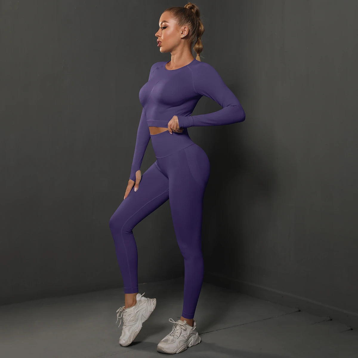 SORTYGO - ZenFlow Seamless Yoga Set in Deep Purple