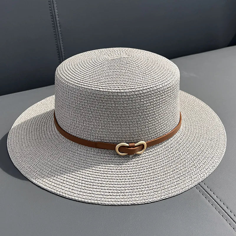 SORTYGO - Classic Wide Brim Straw Hat in Grey 54-58cm