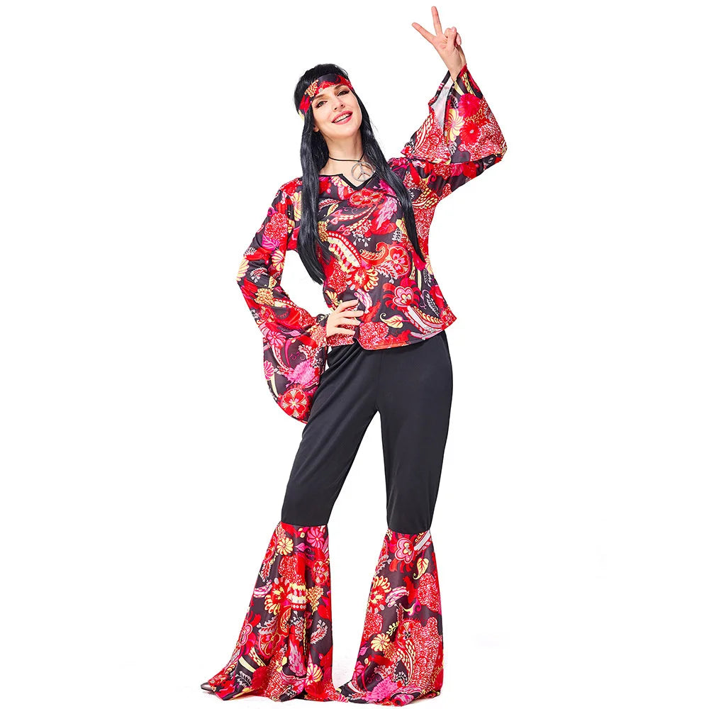 SORTYGO - Retro Flower Power Hippie Costume Set in