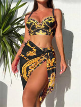 SORTYGO - Regal Radiance Three-Piece Swimsuit Set in Black