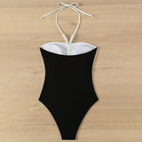 SORTYGO - Elegant Black and White One-Piece Swimsuit in