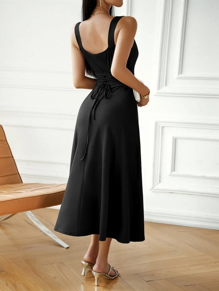 SORTYGO - Elegant Sleeveless A-Line Midi Dress in