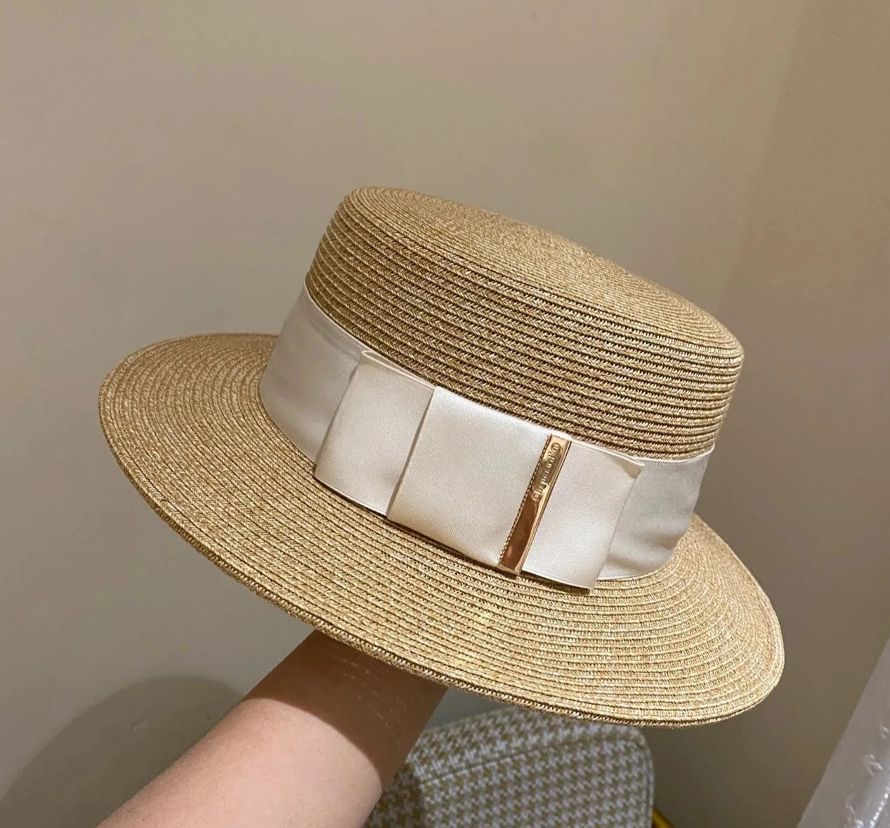 SORTYGO - Elegant Boater Straw Hat in White