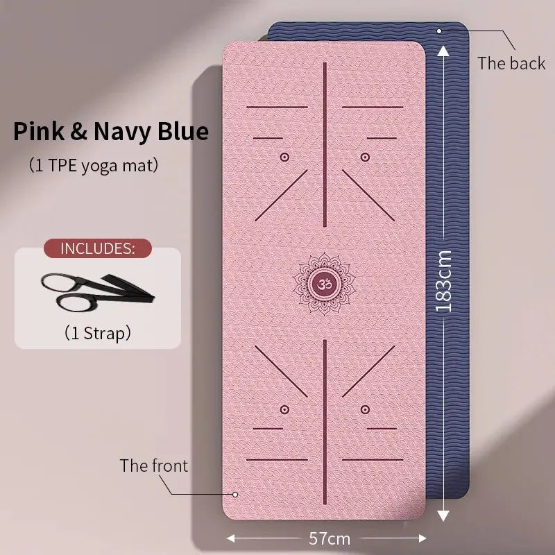 SORTYGO - Eco-Friendly Non-Slip Yoga Mat with Carrying Strap in Pink Navy