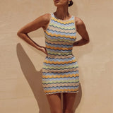 SORTYGO - Colorful Stripes Knit Mini Dress in One Color