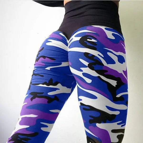 SORTYGO - Camouflage Booty Lifting Leggings in blue
