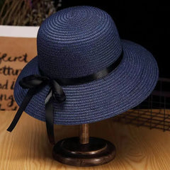 SORTYGO - Wide Brim Sun Hat with Bowknot in navy blue 3