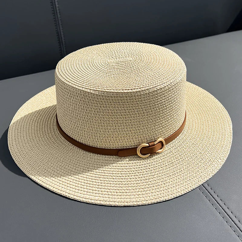SORTYGO - Classic Wide Brim Straw Hat in Biege 54-58cm