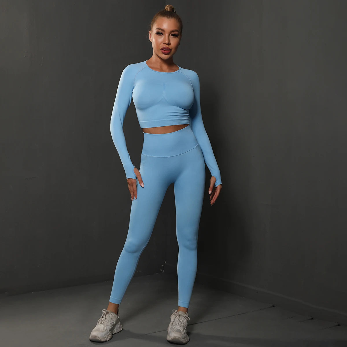 SORTYGO - ZenFlow Seamless Yoga Set in Sky Blue