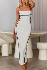 SORTYGO - Elegant Sheath Maxi Dress in White