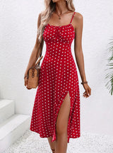 SORTYGO - PolkaDot Chic Midi Dress in Red