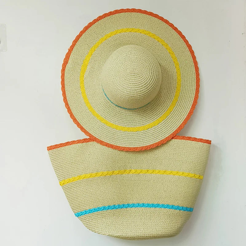 SORTYGO - Tropical Sunshine Summer Straw Hat and Tote Bag Set in 15 One Size