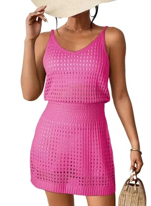 SORTYGO - Beach Knit Mini Dress in Pink