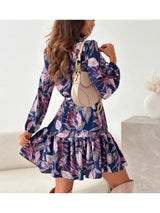 SORTYGO - Floral Print Tie-Waist Mini Dress in