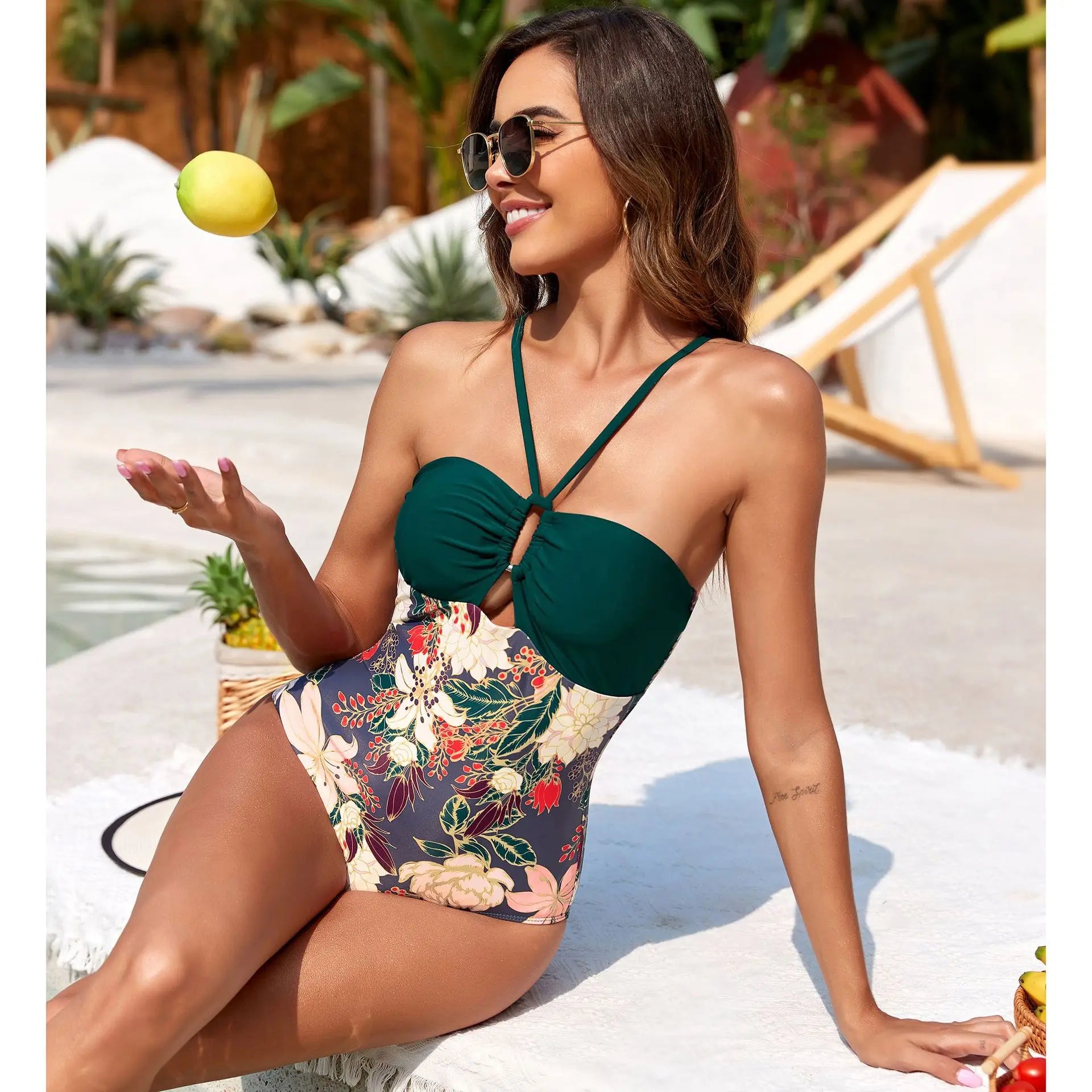 SORTYGO - Tropical Sunset One-Piece Swimsuit Set in