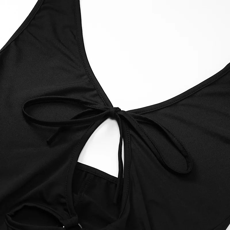 SORTYGO - Sleek Black Halter Maxi Dress in