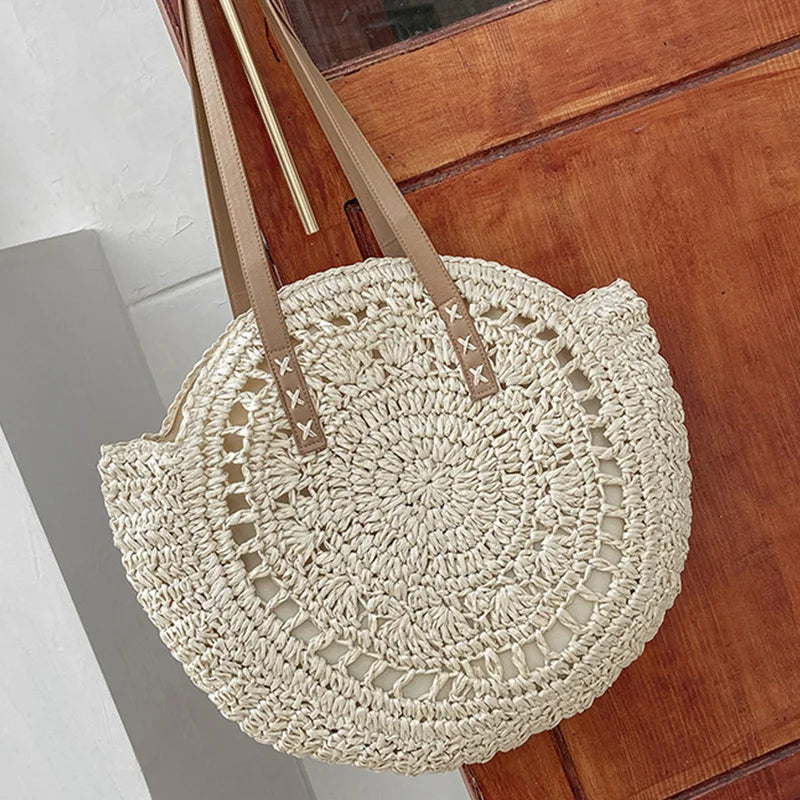 SORTYGO - Seaside Harmony Round Woven Tote in