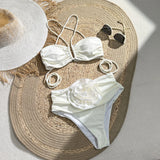 SORTYGO - Radiant Rose 3D Flower Bikini Set in White