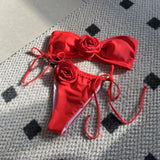 SORTYGO - Pink Petal Bikini Set in Red