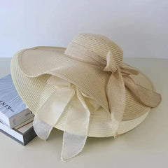 SORTYGO - Wide Brim Sun Hat with Bowknot in