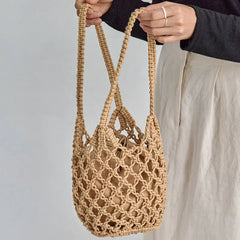 SORTYGO - Nautical Charm Knitted Mesh Tote in khaki One Size