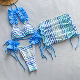 SORTYGO - Ocean Waves Ruffle Bikini Set in Blue