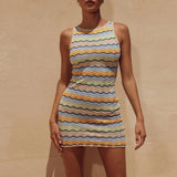 SORTYGO - Colorful Stripes Knit Mini Dress in