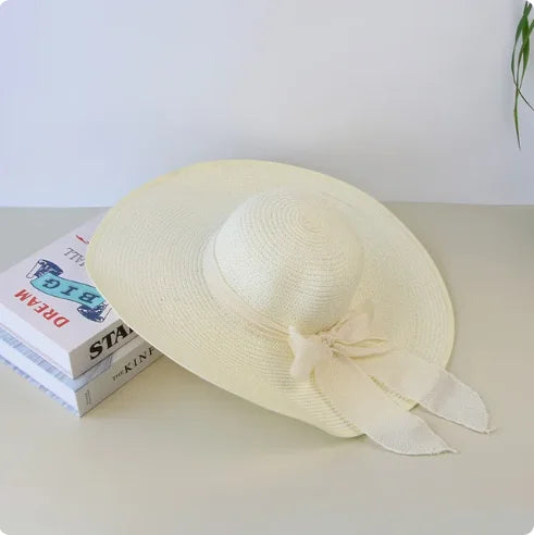 SORTYGO - Wide Brim Sun Hat with Bowknot in beige